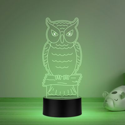 3D Illusion owl Night lamp with Multicolored Light  for Gift For Kids, Room Decor Light